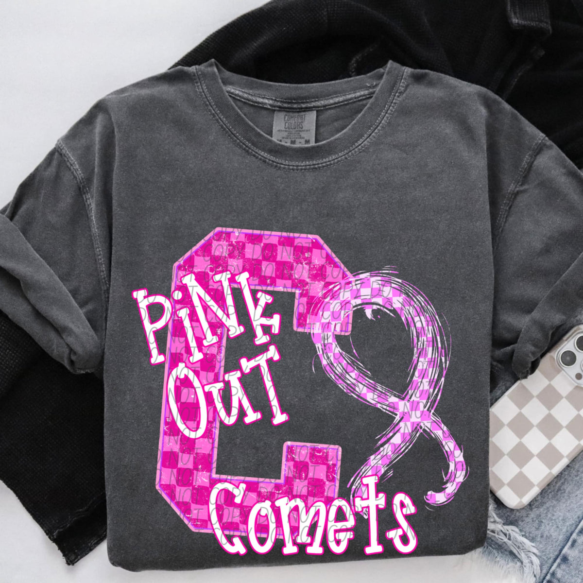 Comets Pink Out Varsity (city) DTF Transfer