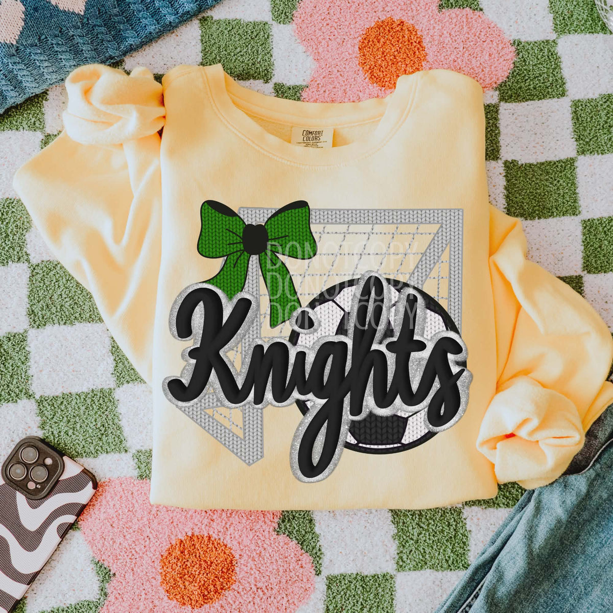 Knights soccer green bow (CSG) DTF transfer