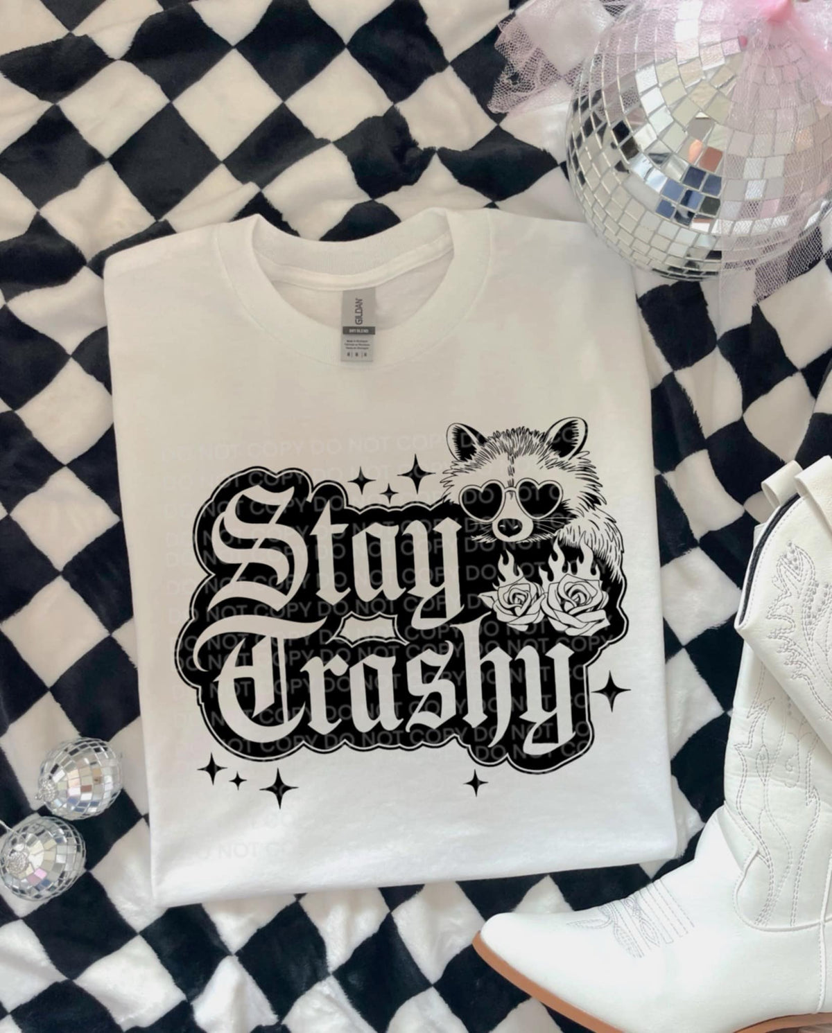 Stay Trashy Raccoon SCG DTF transfer