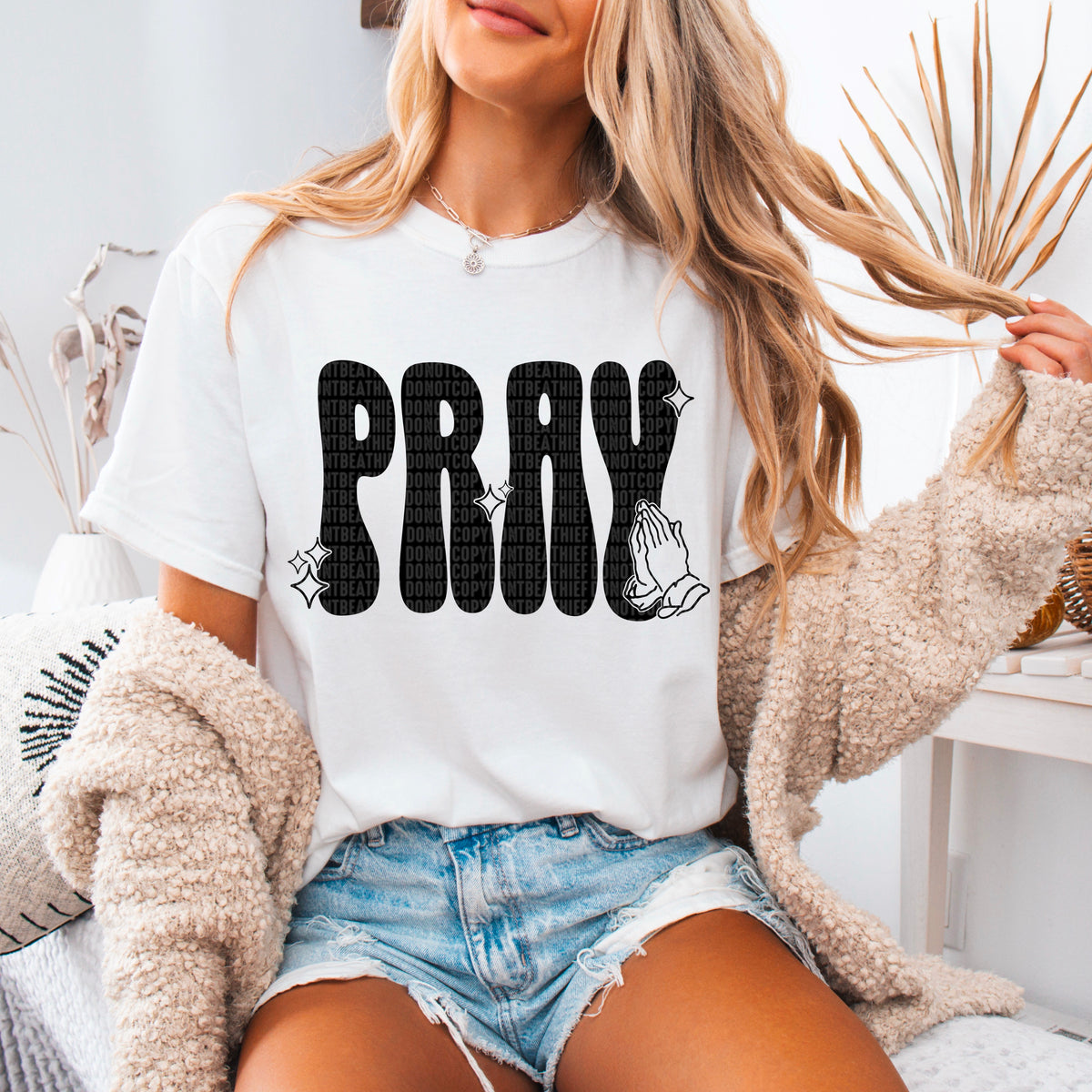 Pray black font 93601 DTF transfer
