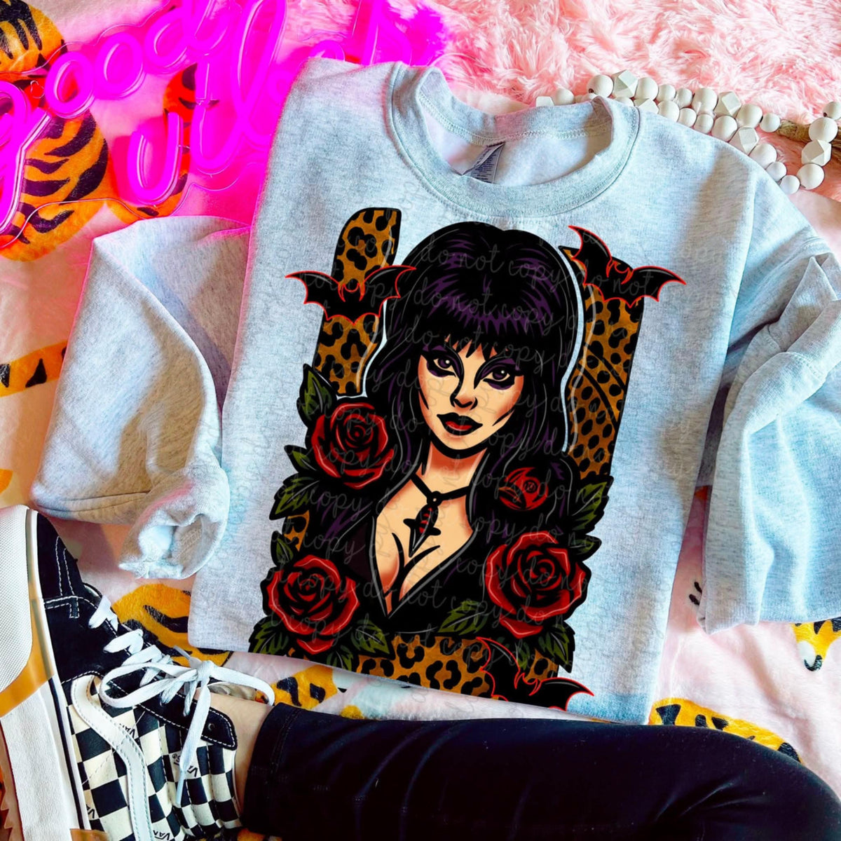 Girl With roses and cheetah print (MMD) DTF transfer