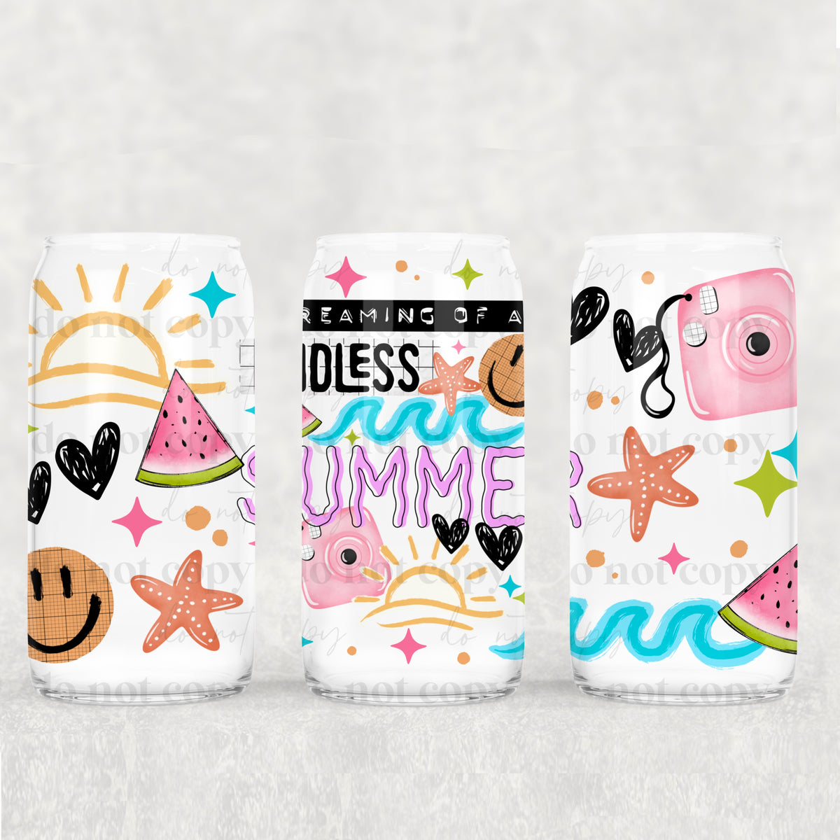 Endless summer with watermelon and waves (CSC) UV DTF WRAP