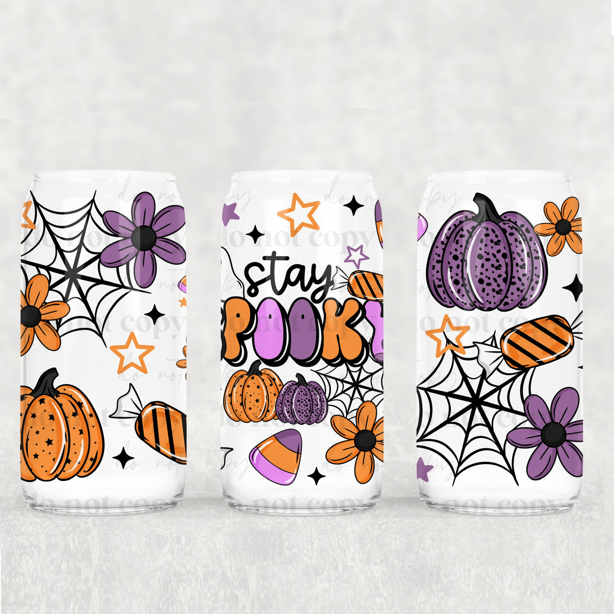 Stay spooky flowers and pumpkins (exclusive) UV DTF WRAP