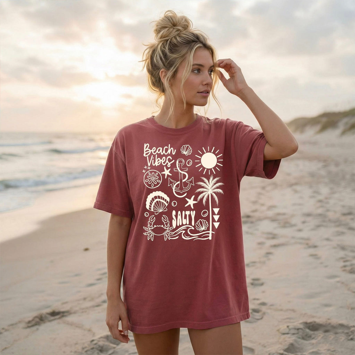 Beach Vibes collage (off white) (CSC) DTF Transfer