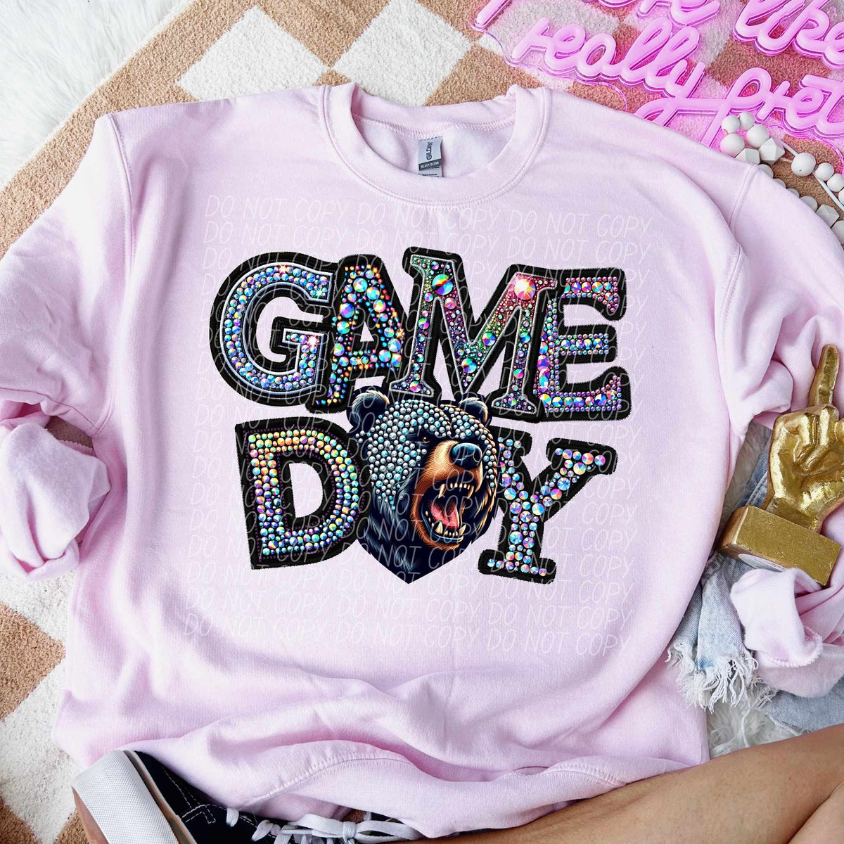 Game day bears rhinestone colored mascot (CITY) 44393 DTF transfer