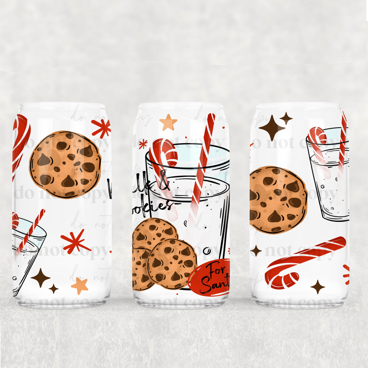 Milk and cookies Santa UV DTF WRAP