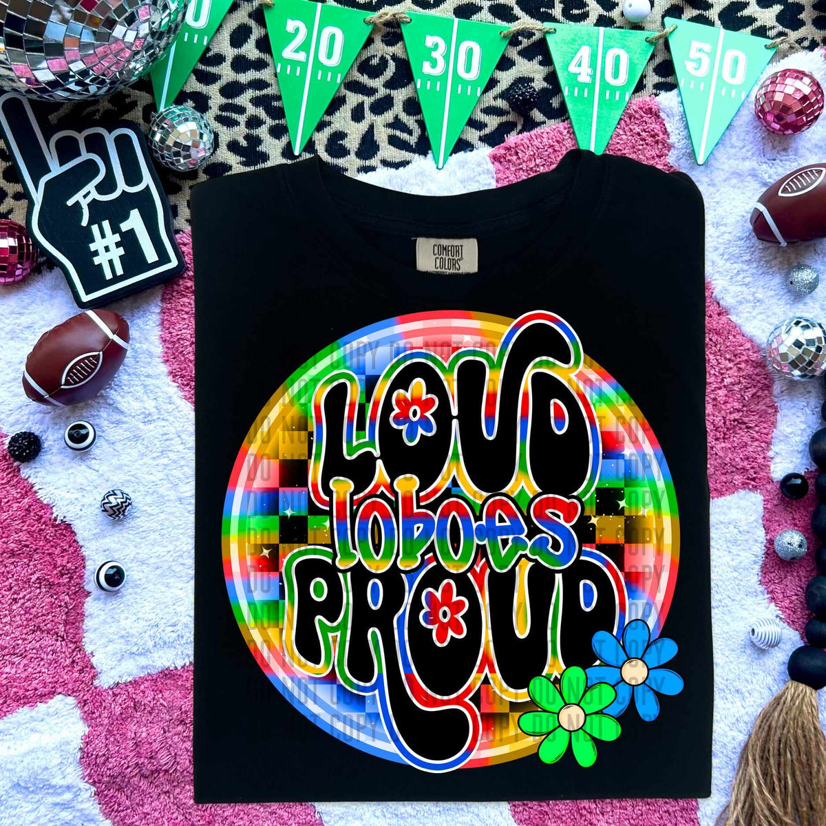 Loud proud loboes colorful checkered circle (caplinger) 53046 DTF transfer