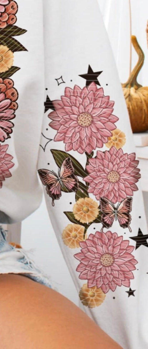 Floral Turkey sleeve AG DTF transfer