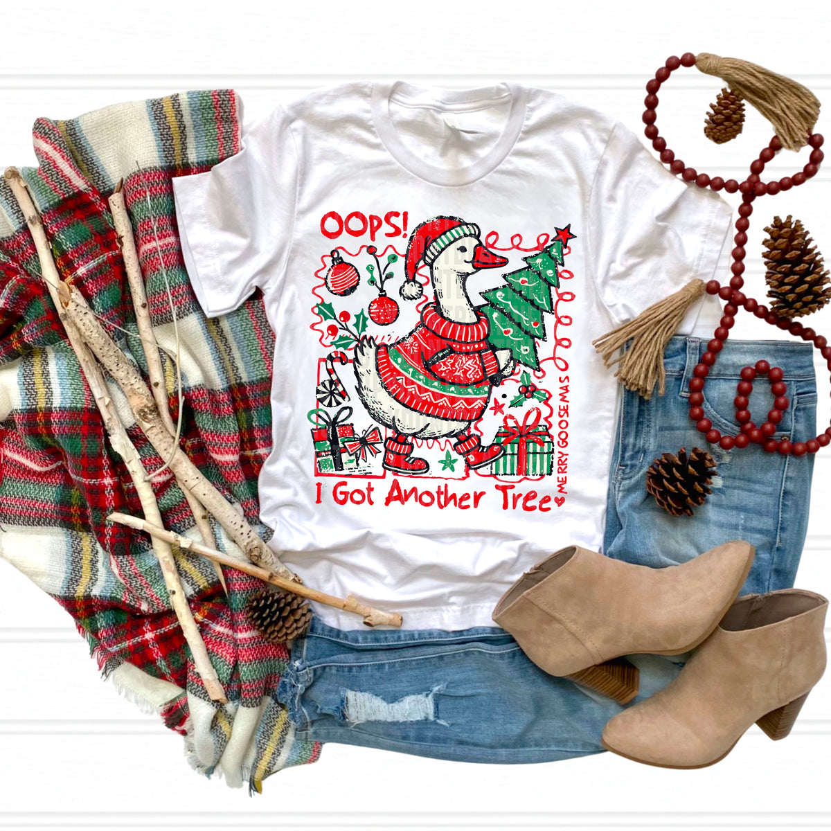 Oops I Got Another Tree Goose (red words) 113393 DTF transfer