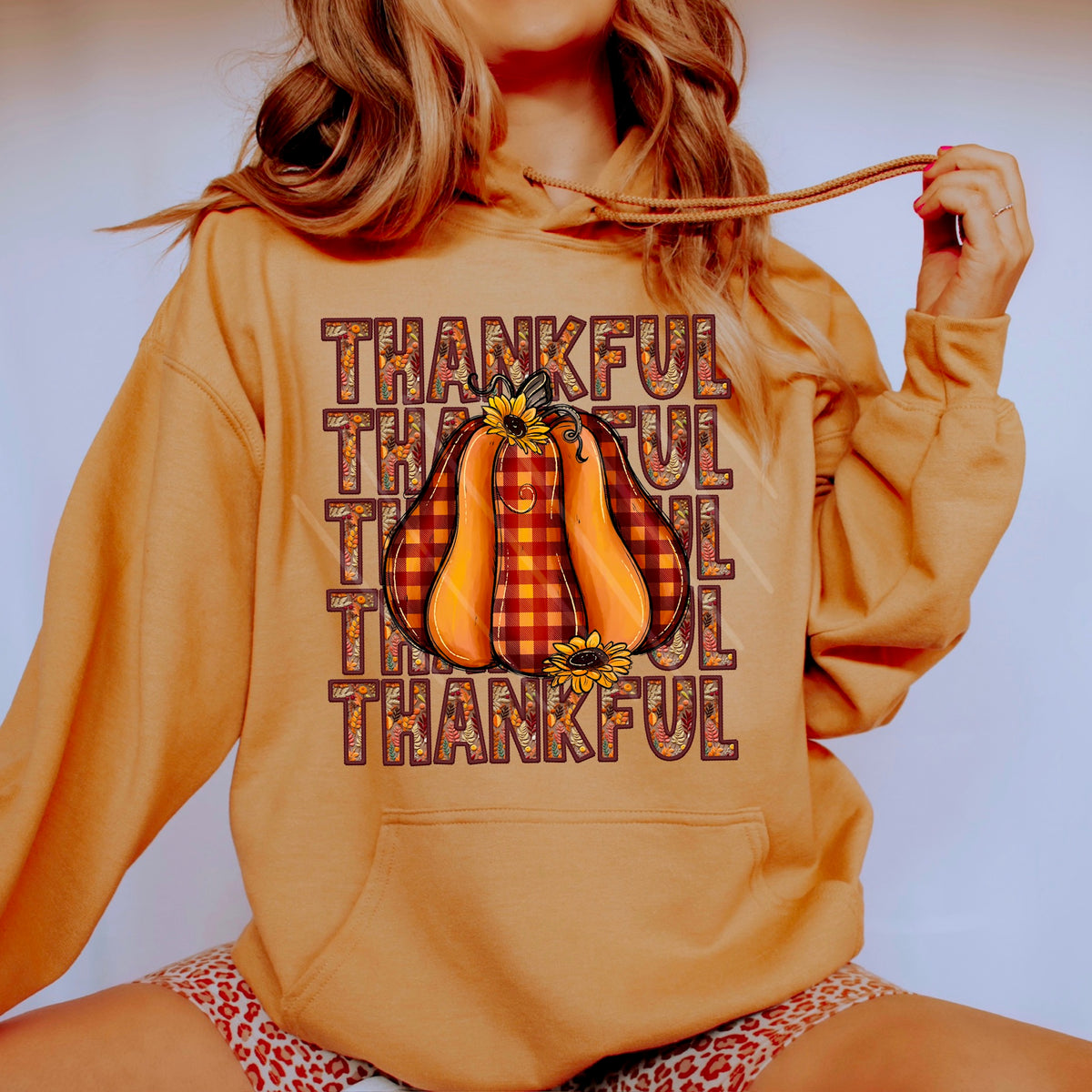 Thankful Stacked with plaid pumpkin 111802 DTF transfer