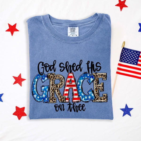 God shed his grace on thee black font (SDD) 100223 DTF transfer