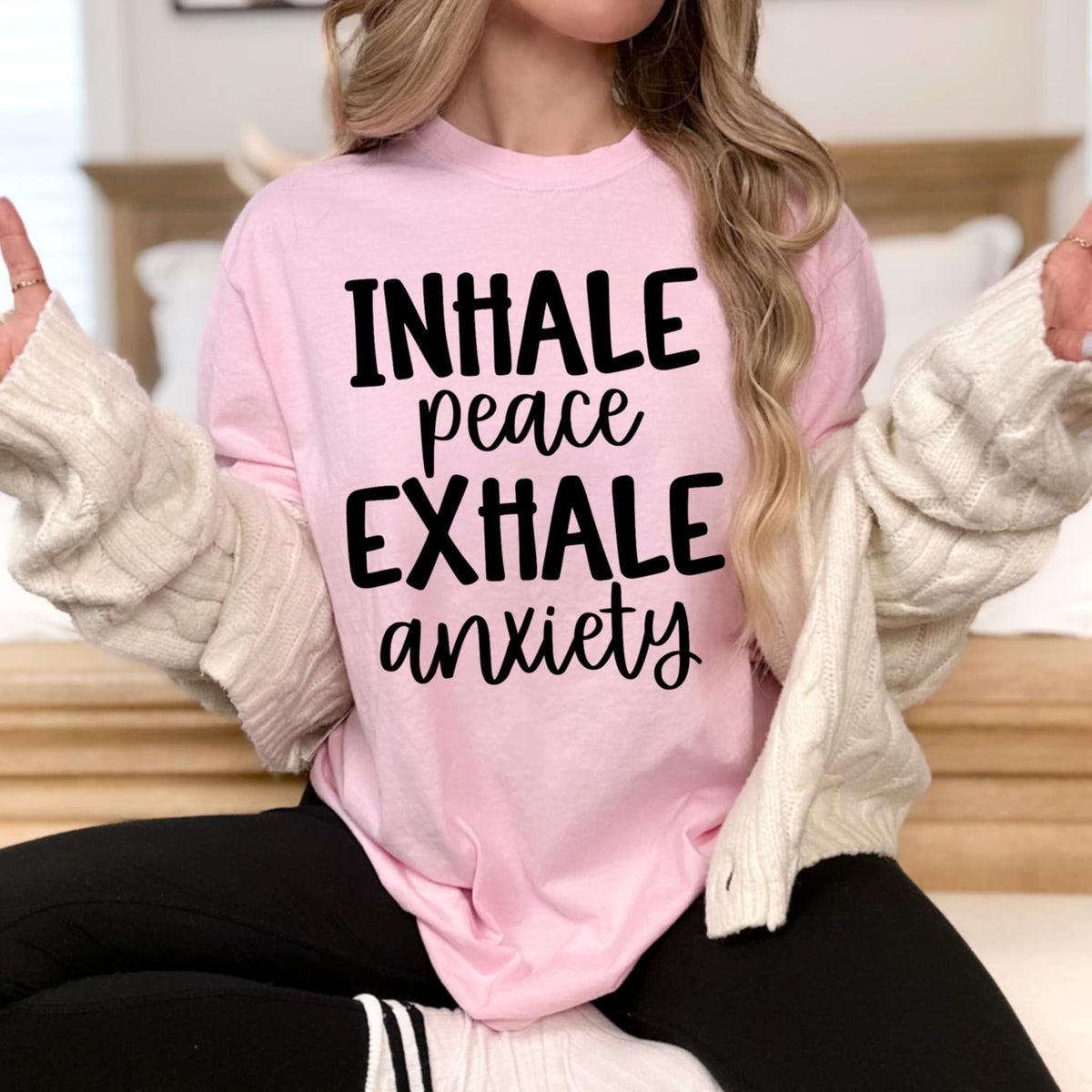 Inhale courage exhale anxiety BLACK (CMLD) 98748 DTF transfer