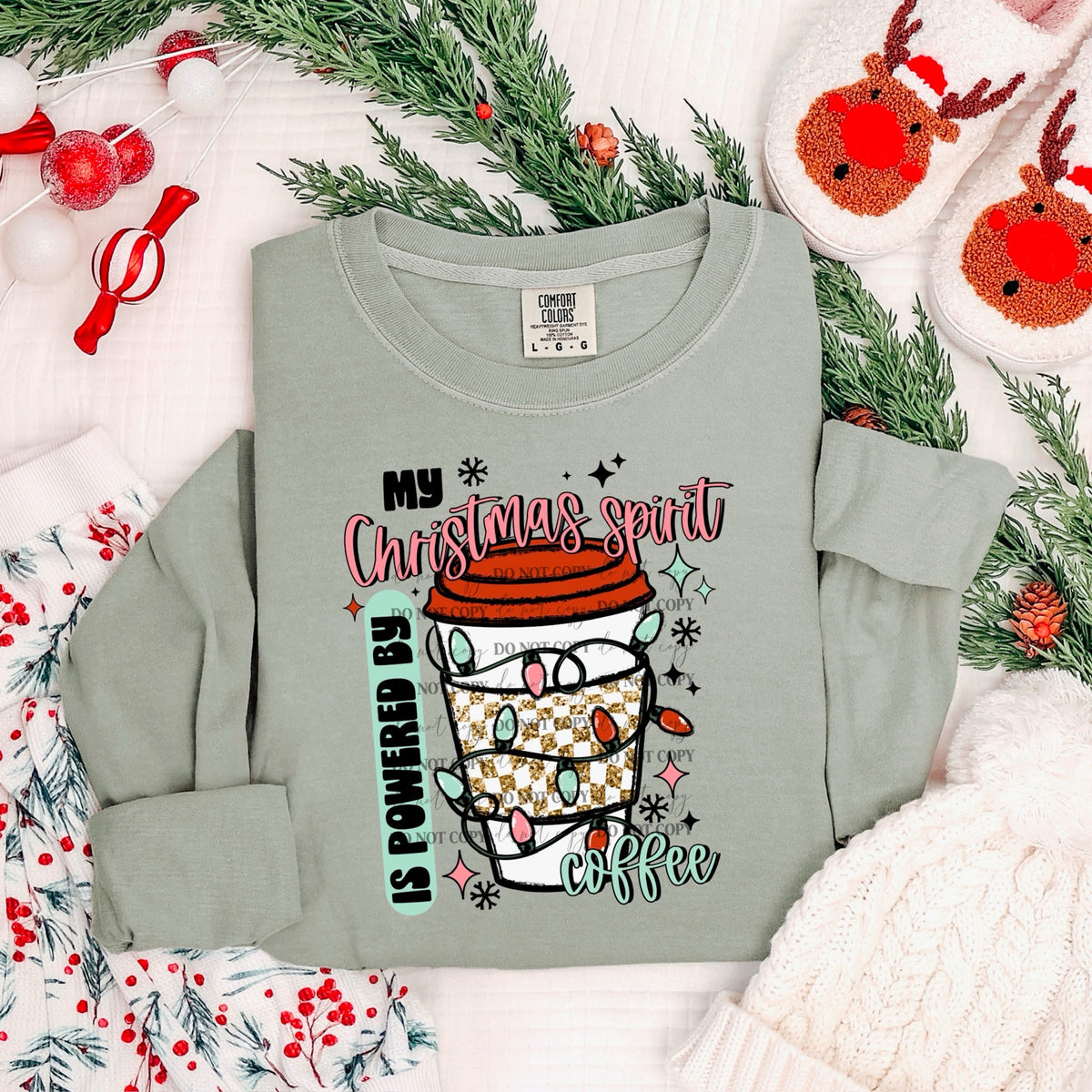 Christmas Spirit powered by coffee semi exclusive CSC DTF Transfer