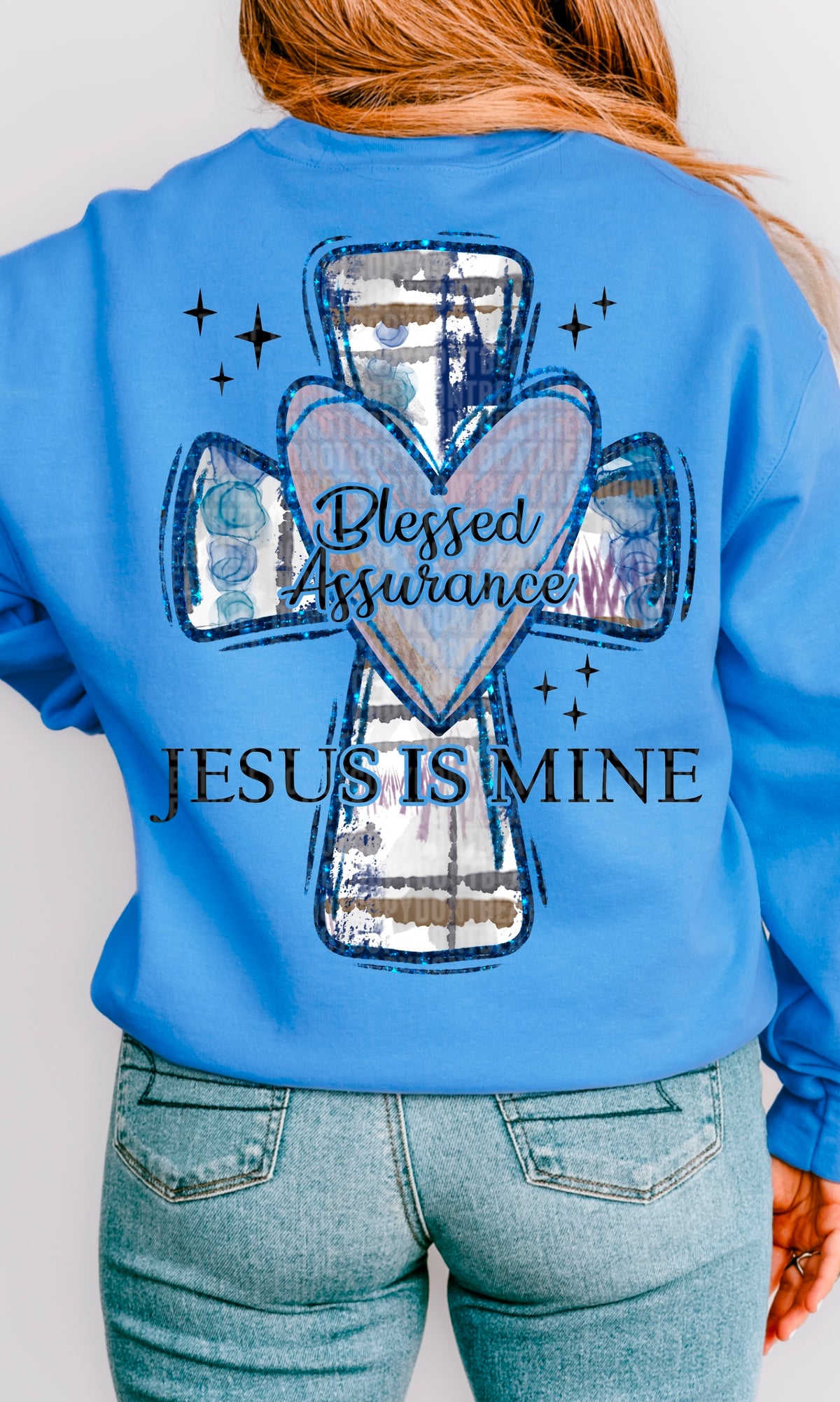 Blessed assurance Jesus is mine black font 93358 DTF transfer
