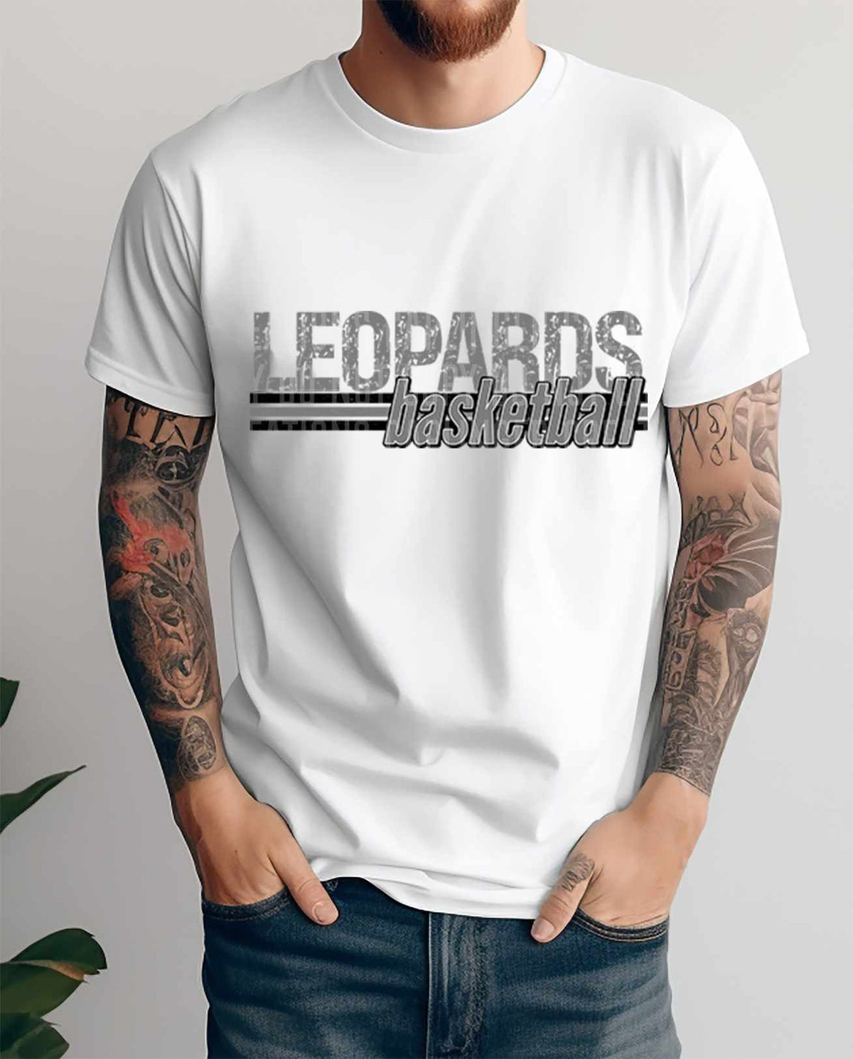 Leopards basketball grey vintage (caplinger) 82065 DTF transfer