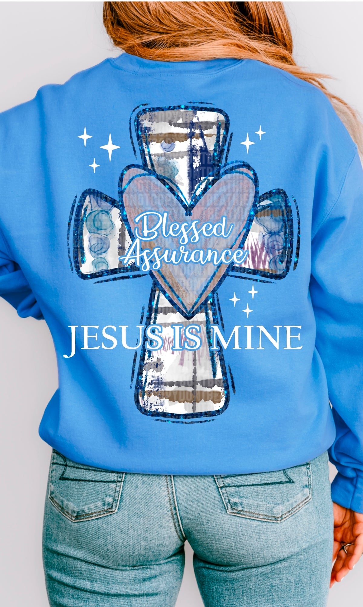 Blessed assurance Jesus is mine white font 93359 DTF transfer