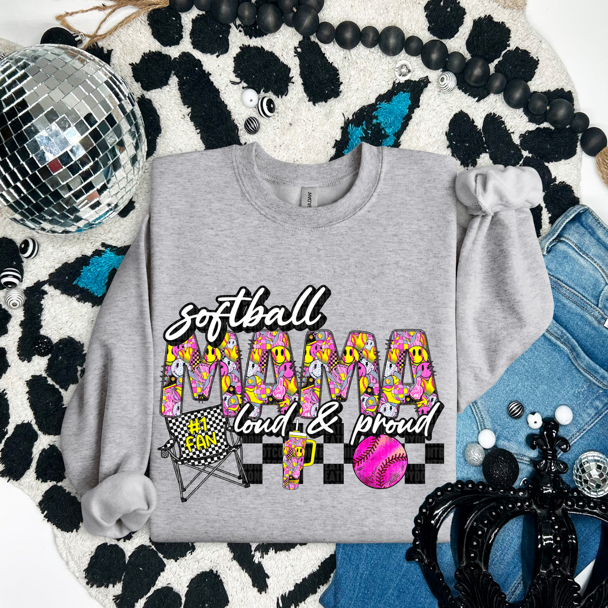 Softball mama loud & proud pink ball 93827 DTF transfer