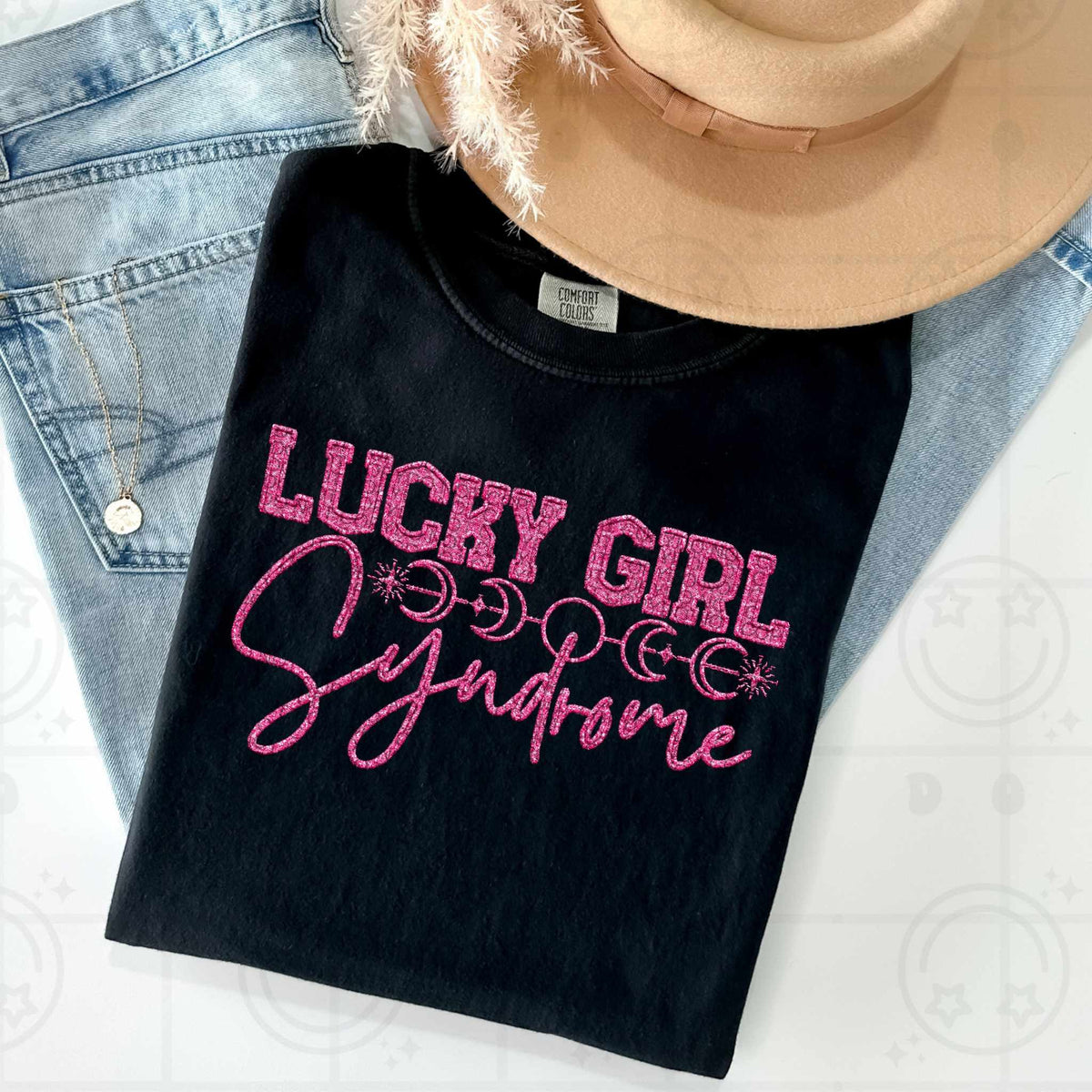 Lucky girl syndrome pink (HW) 79378 DTF transfer