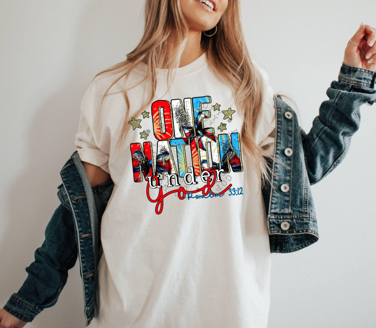 One nation under god 99582 DTF transfer