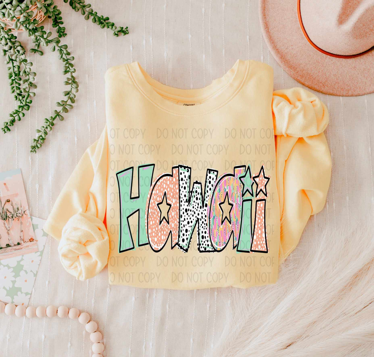 Hawaii peach and green (SWD) 55431 DTF transfer