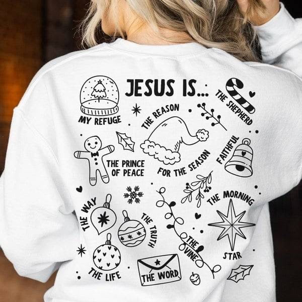 Jesus is.. black Christmas items (KARTA) 64077 DTF transfer