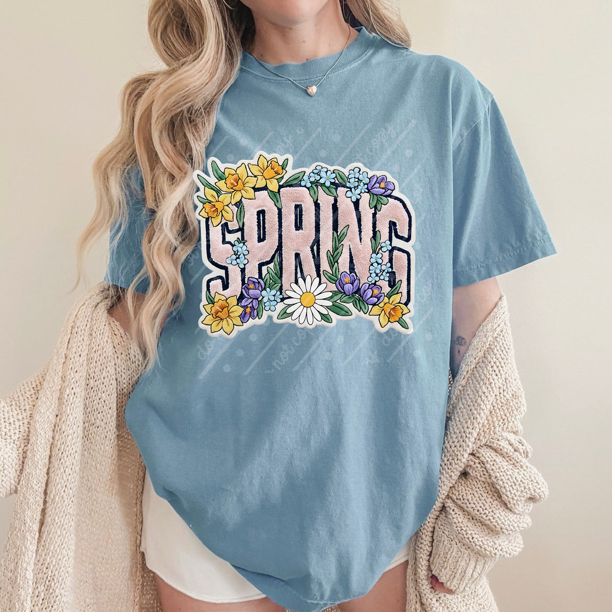 Spring faux patch DTF Transfer