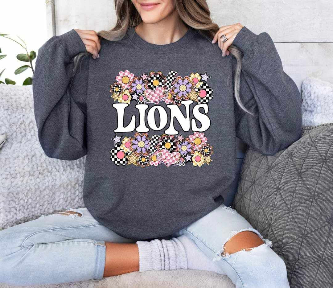 Lions checkered florals (S&G) 62452 DTF transfer
