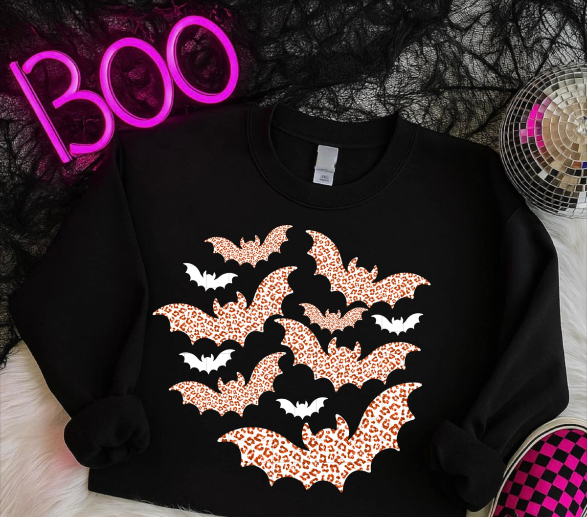 Orange Leopard Bats with small white bats (Linda) DTF transfer