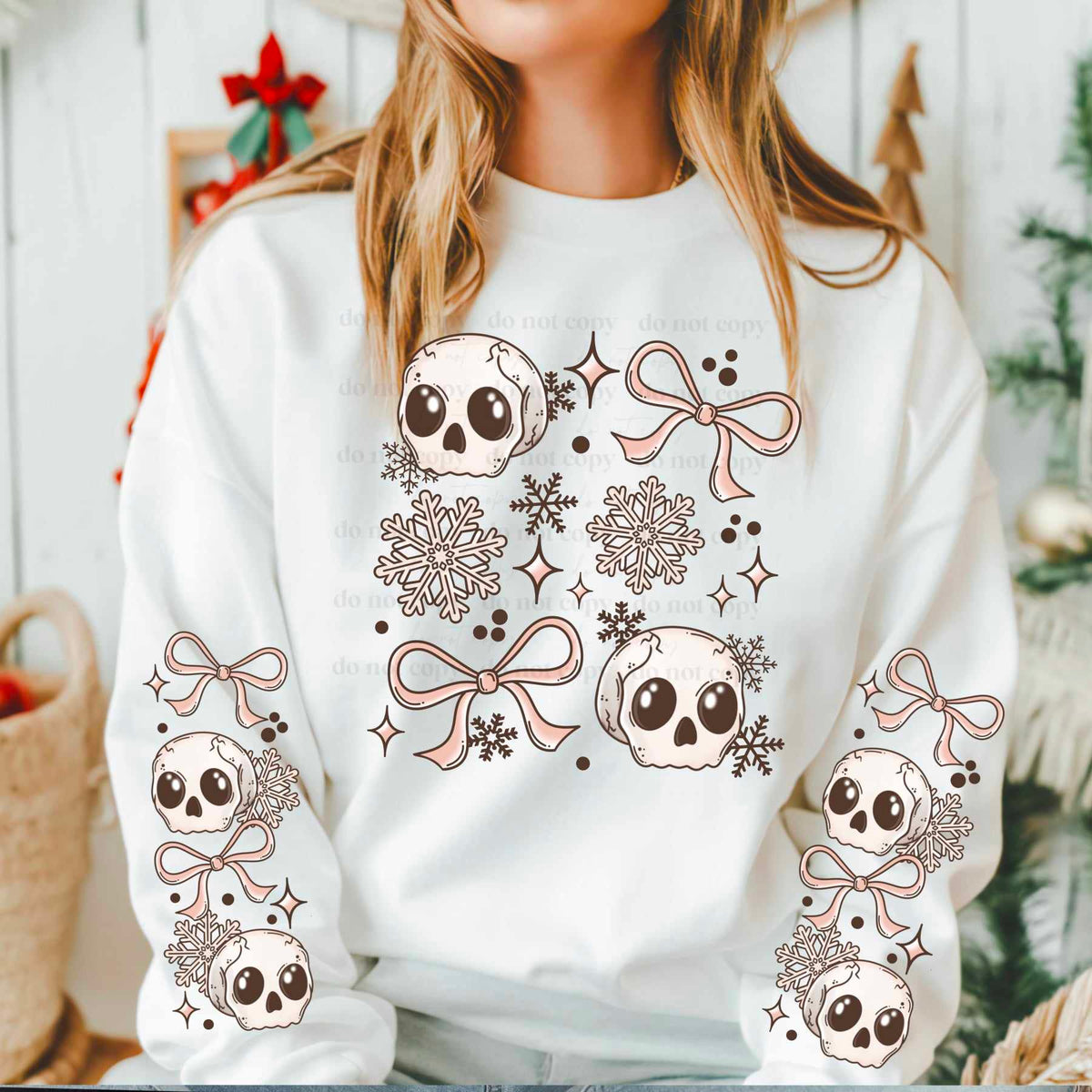 Christmas skull cluster FRONT ONLY (CSC) 60706 DTF transfer