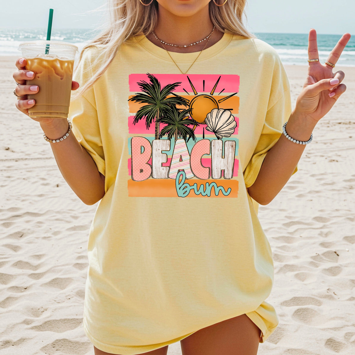 Beach bum pink stripes (exclusive) DTF Transfer