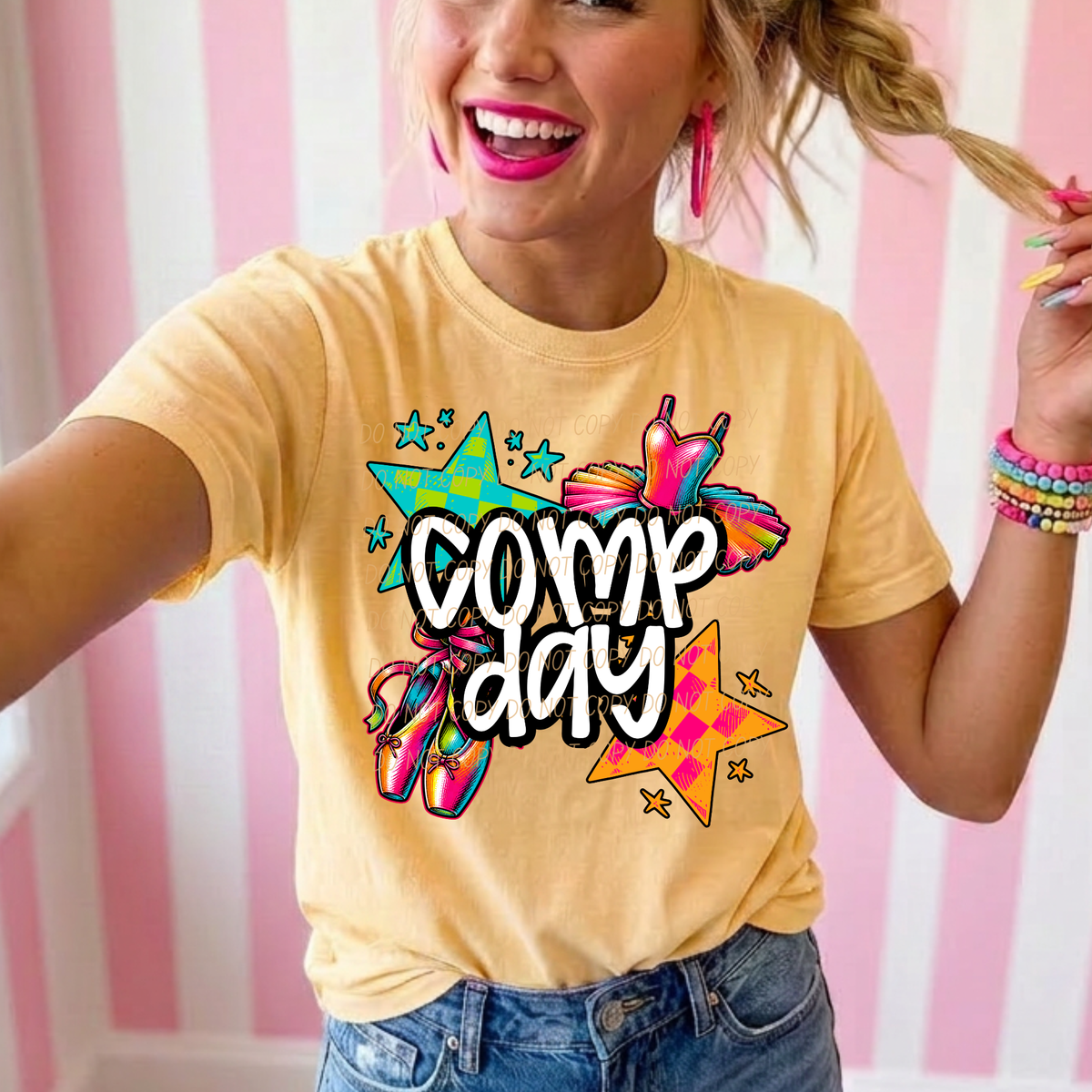 Comp day dance neon checker (City) DTF Transfer