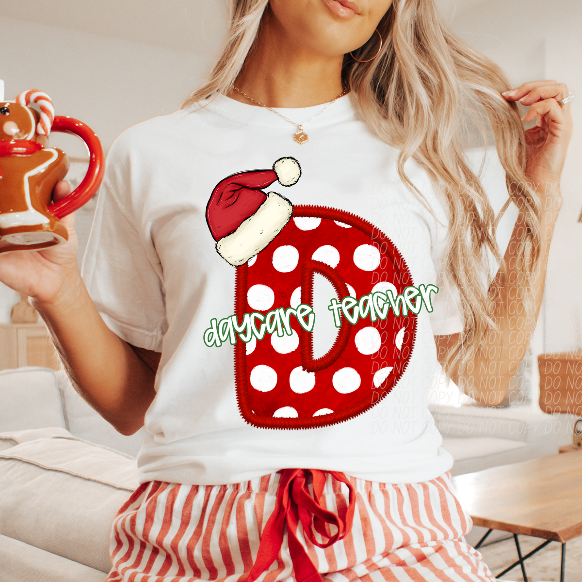 Daycare Teacher Christmas Faux Embroidery 66566 DTF transfer