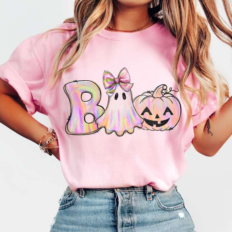 Boo brushstroke ghost and pumpkin 62173 DTF transfer