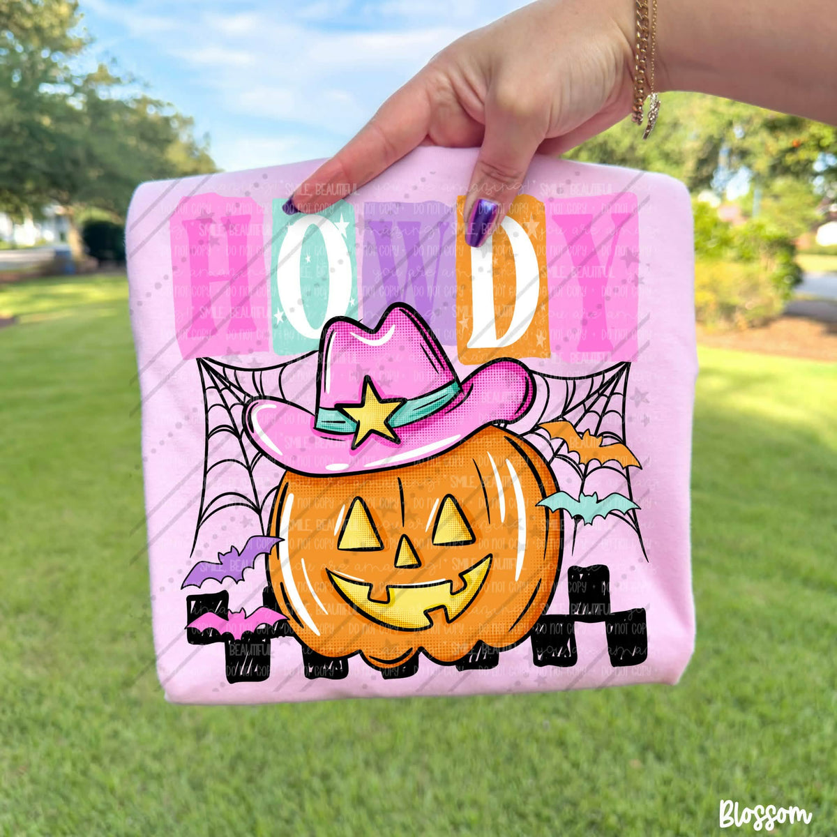 Howdy color block letters shiny pumpkin cowgirl hat (Carter) Sunday Special DTF transfer