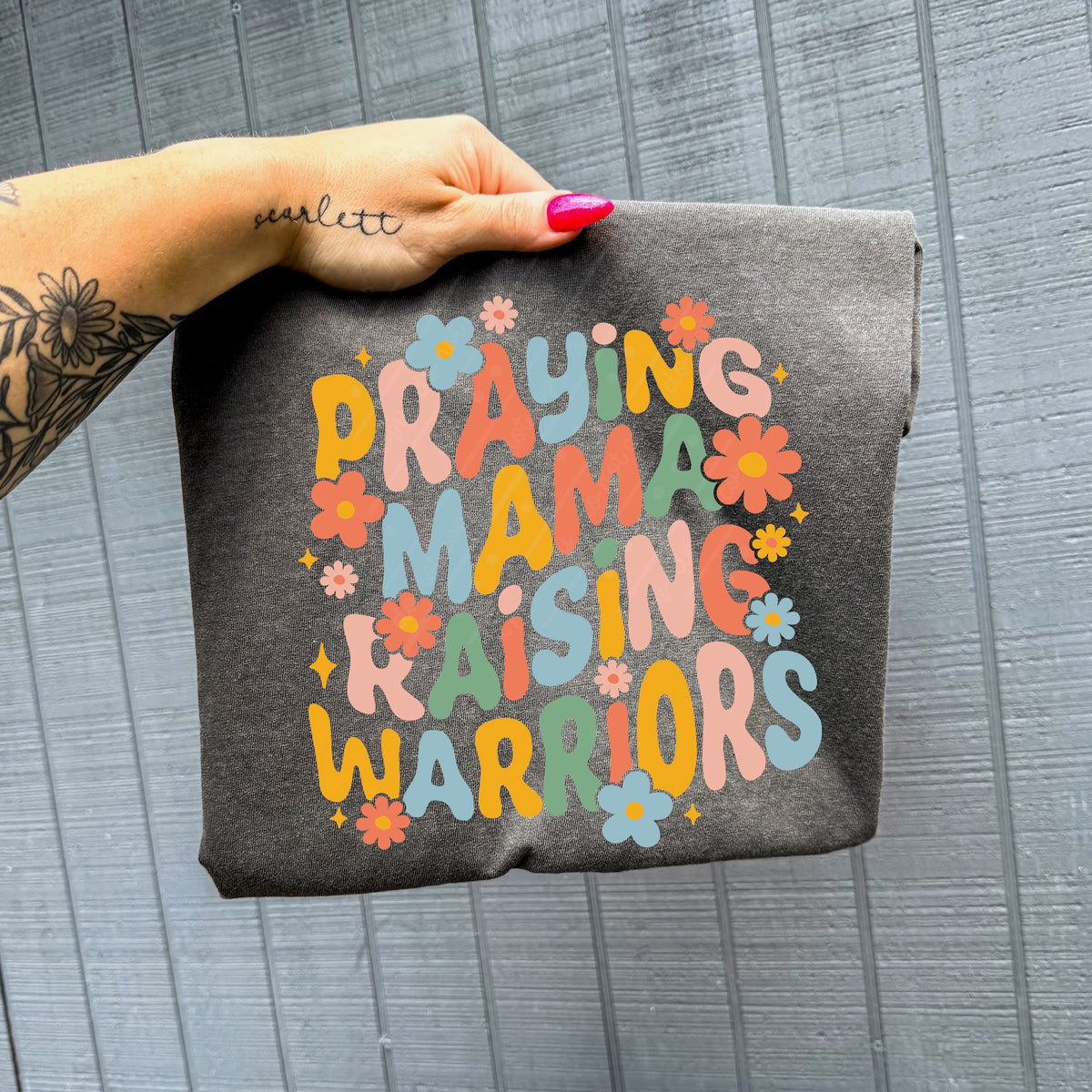 Praying mama raising warriors (colorful) DTF Transfer