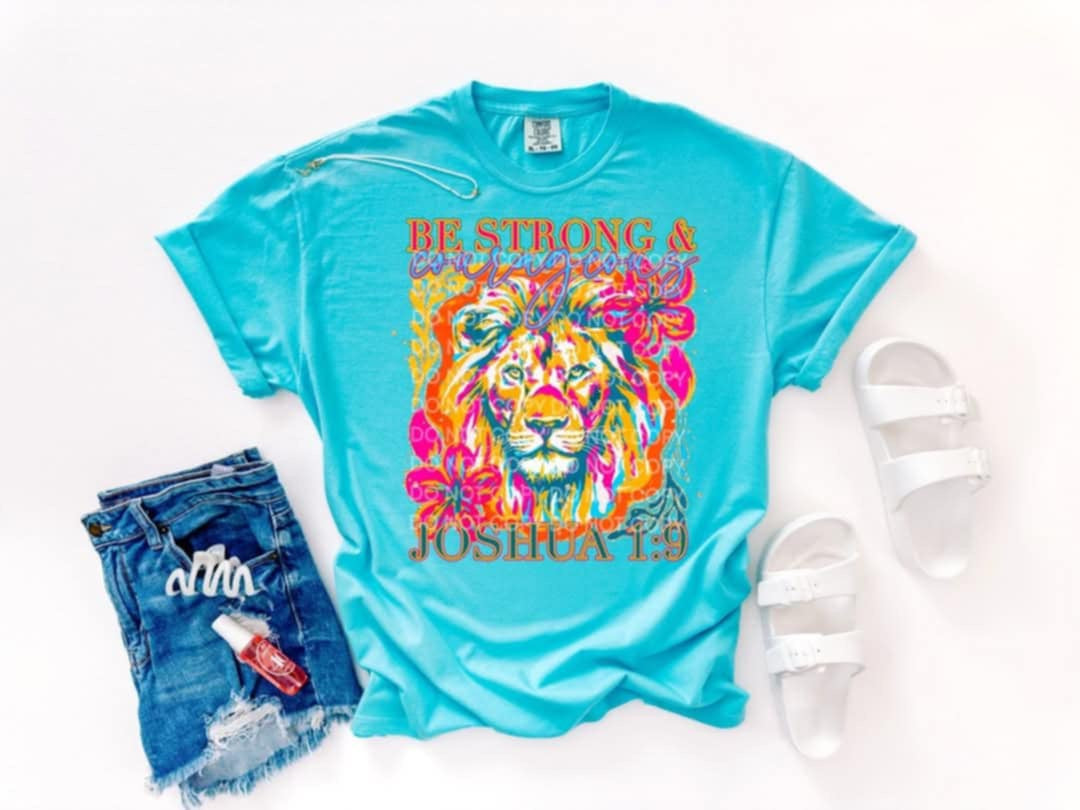 Be strong & courageous Lion 106403 DTF transfer