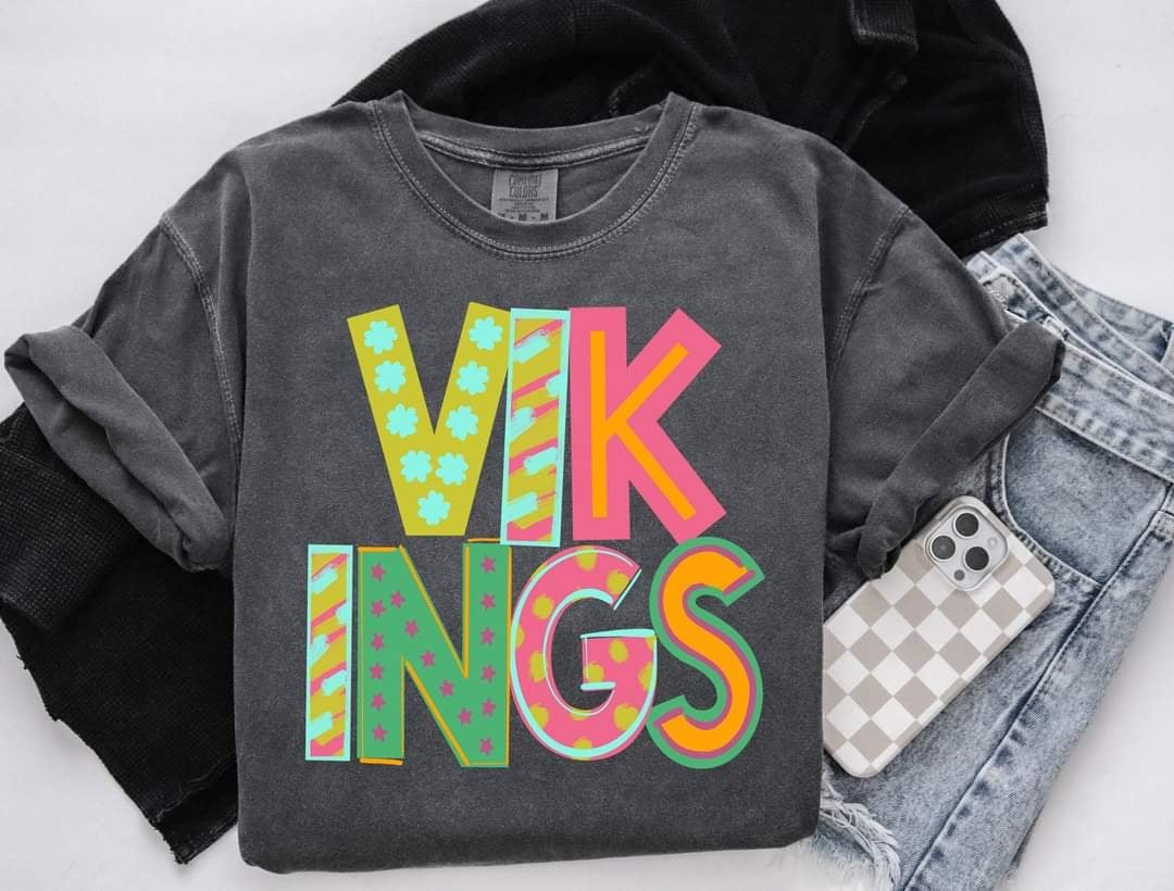 Vikings patterned font (S&G) 60334 DTF transfer