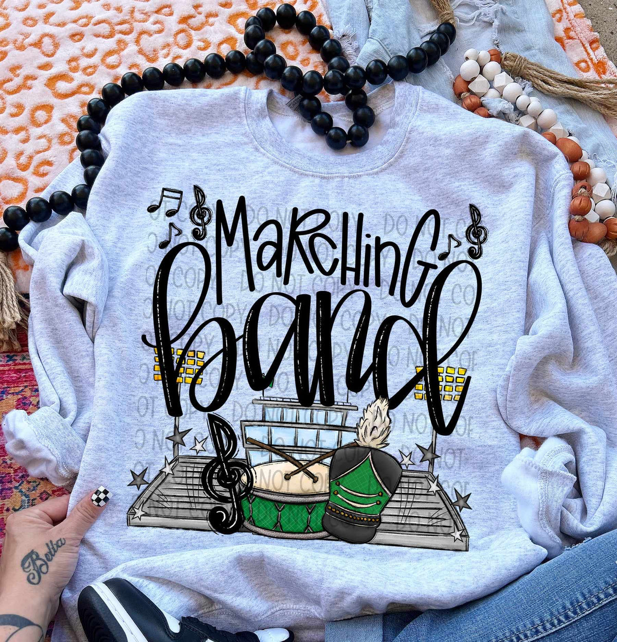 Marching band green drums (SW) 58447 DTF transfer