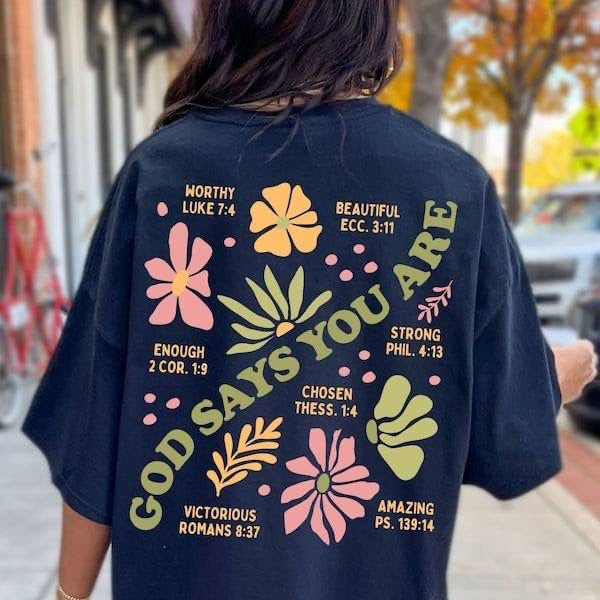 God says you are green font flowers (KARTA) 62947 DTF transfer