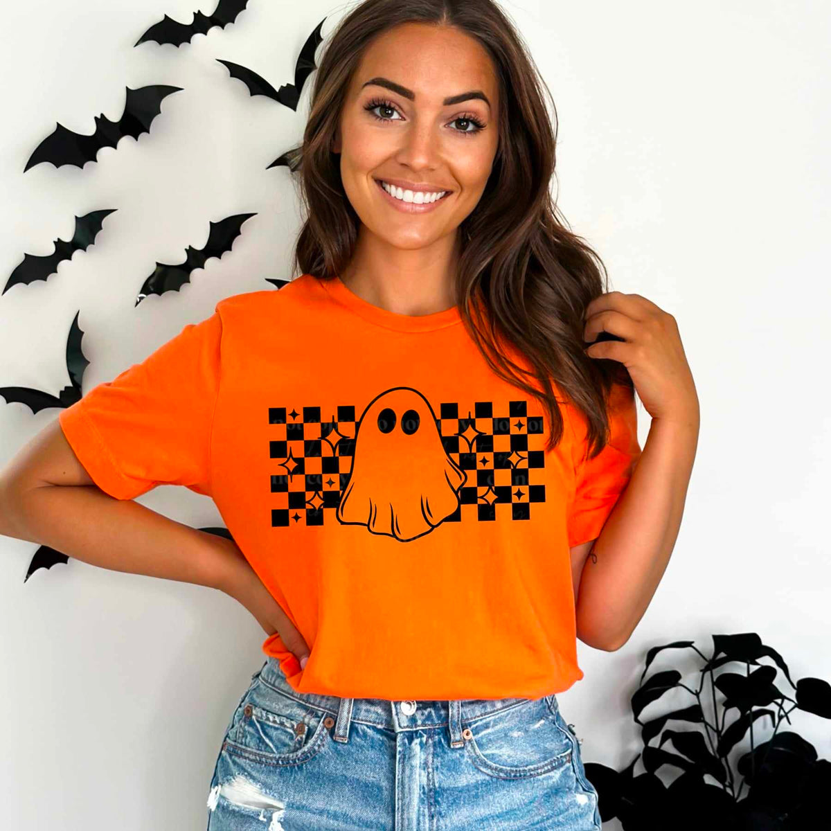 Ghost checkered background black (CSC) 55160 DTF transfer