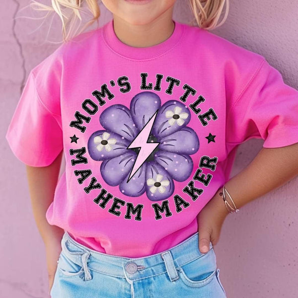 Mom’s little mayhem maker purple flower LIGHTNING BOLT (VIRGO) 58507 DTF transfer