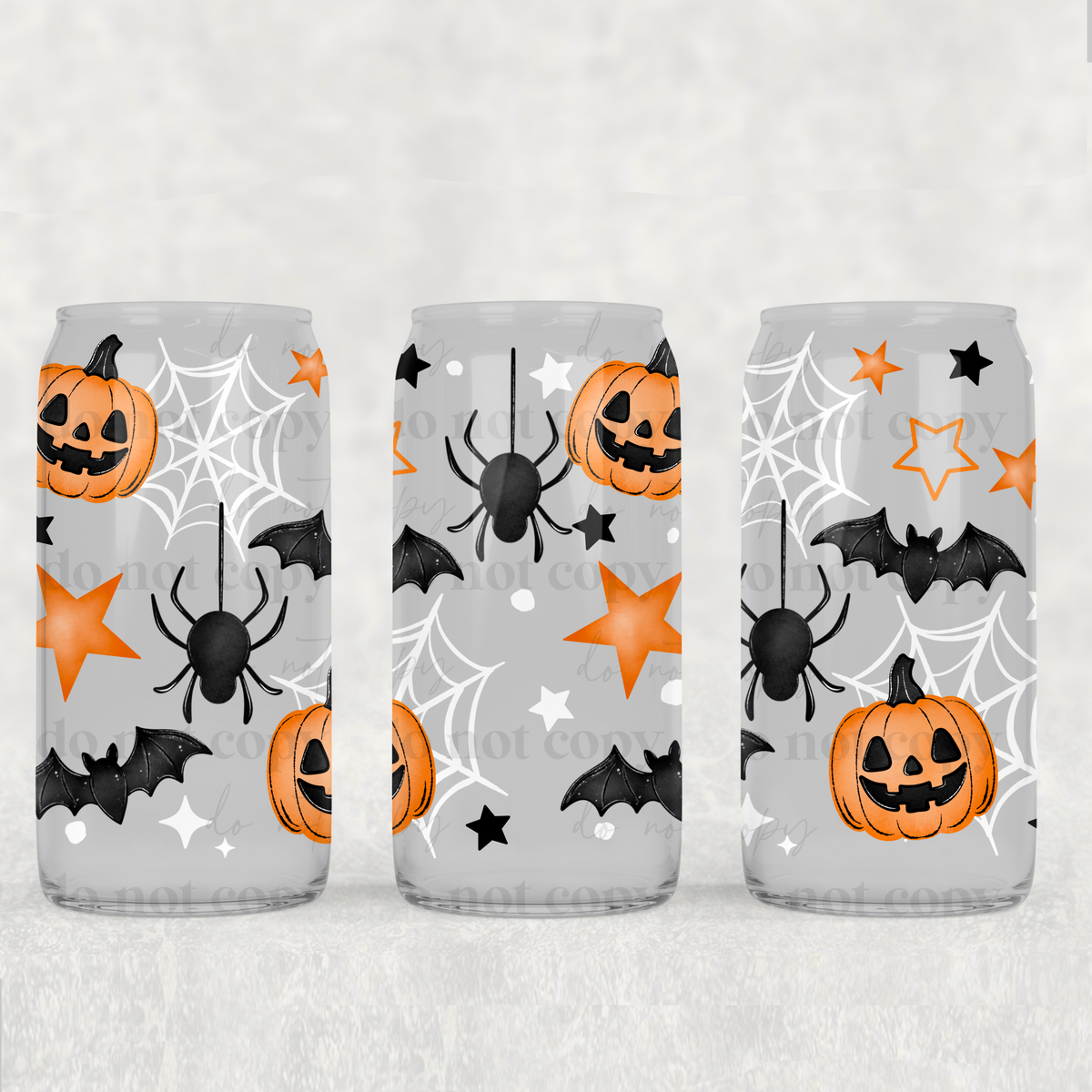 Pumpkins spiders webs and bats (CSC) UV DTF WRAP
