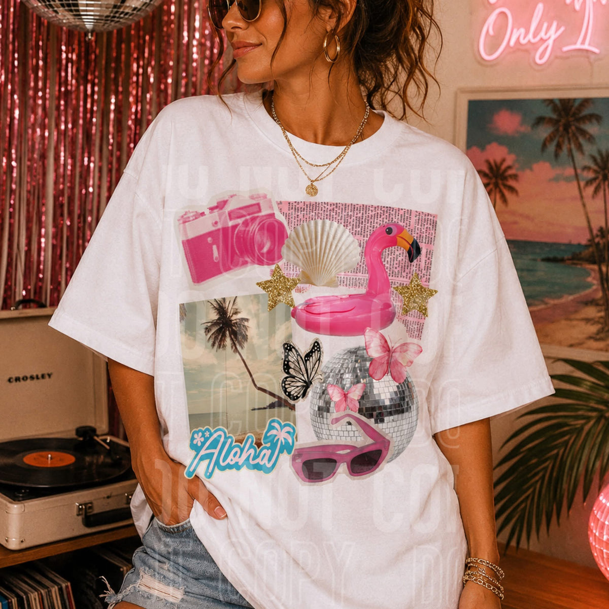 Summer flamingo collage Sunday Special DTF transfer