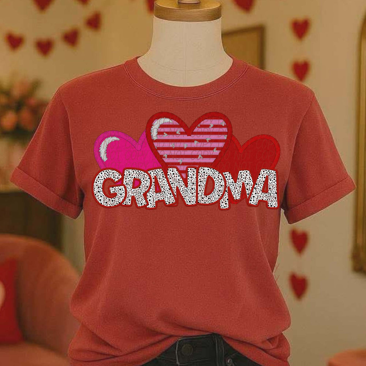 Grandma Dalmatian and hearts (city) DTF transfer