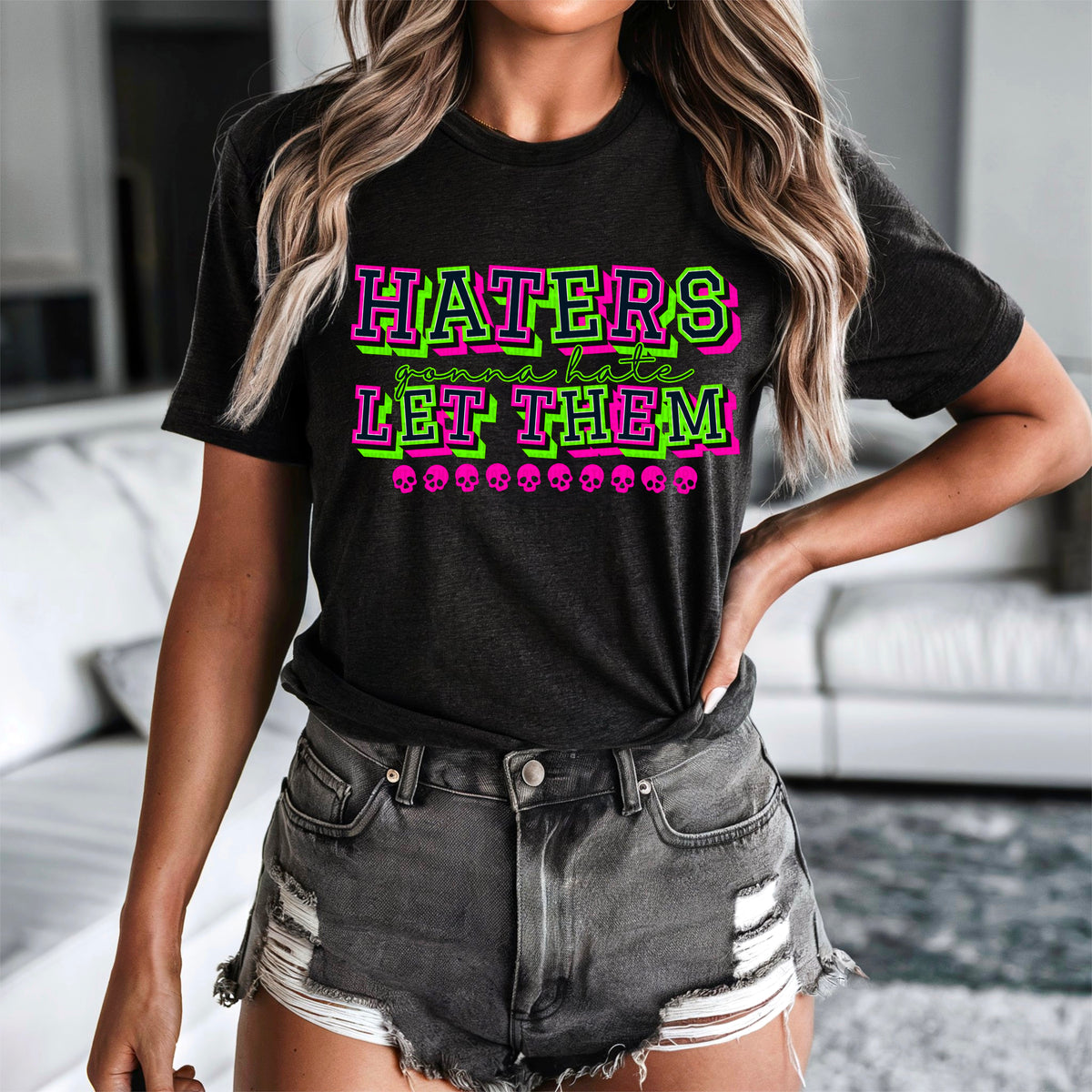 Haters gonna hate let them green and pink 93714 DTF transfer