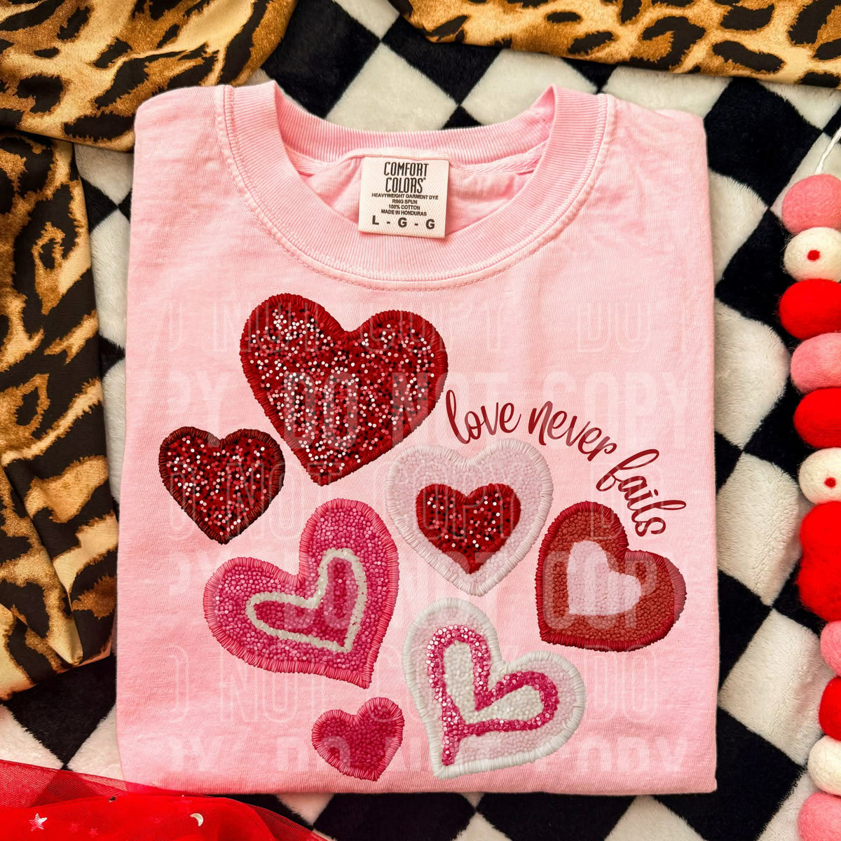 Love never fails hearts (SBB) DTF transfer