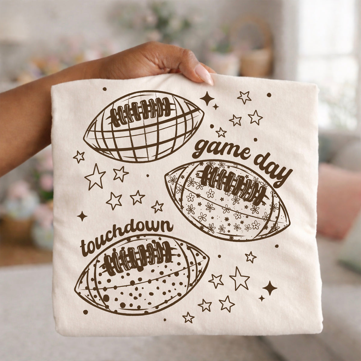 Football patterns single color brown (CSC) DTF Transfer