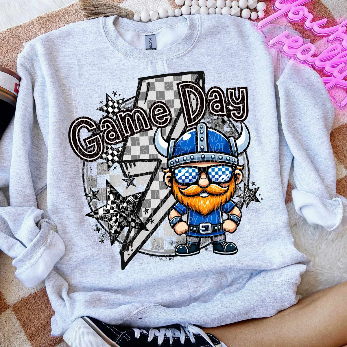 Game day Viking blue shirt lightning bolt (CITY) 52529 DTF transfer