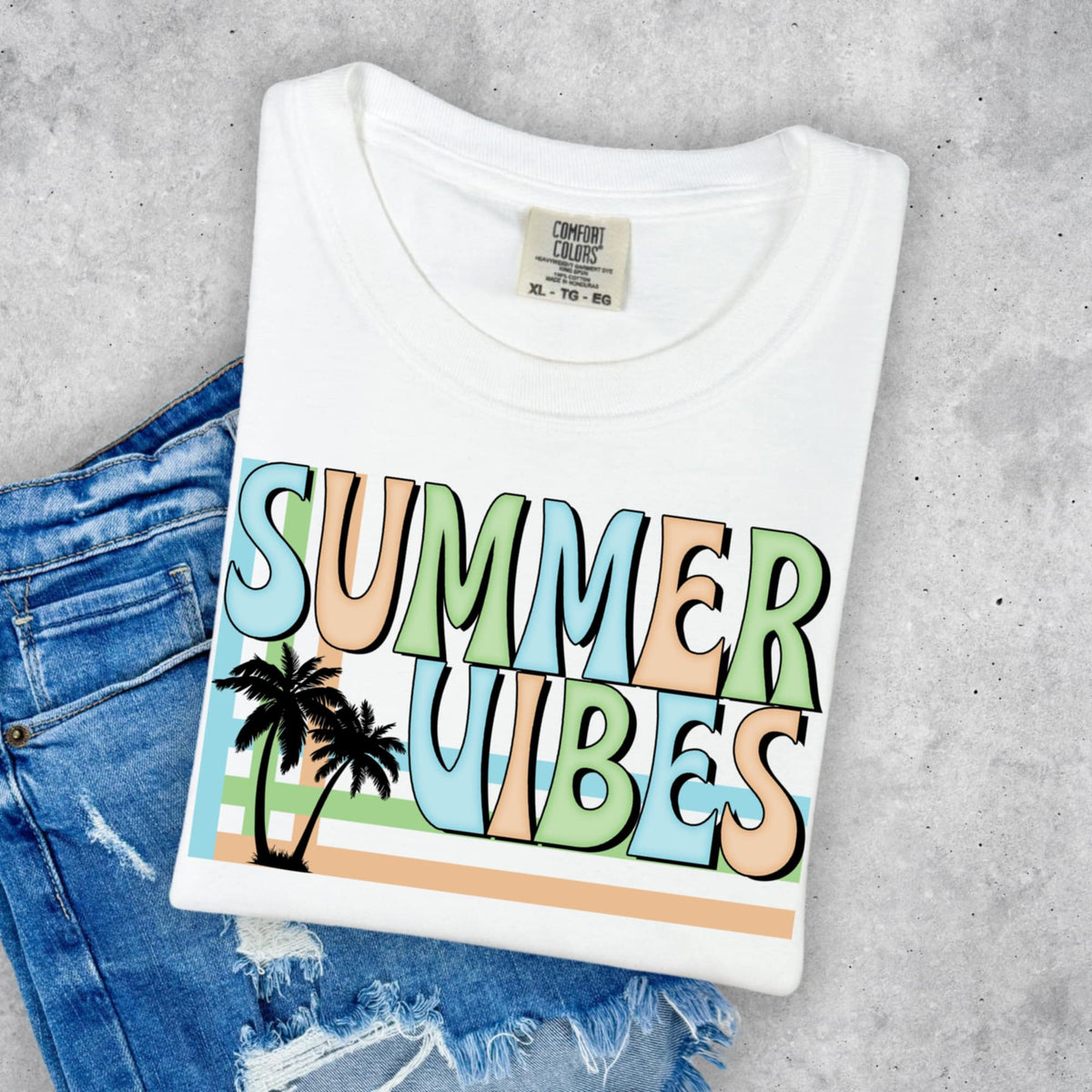 Summer vibes blue, orange, green 106071 DTF transfer