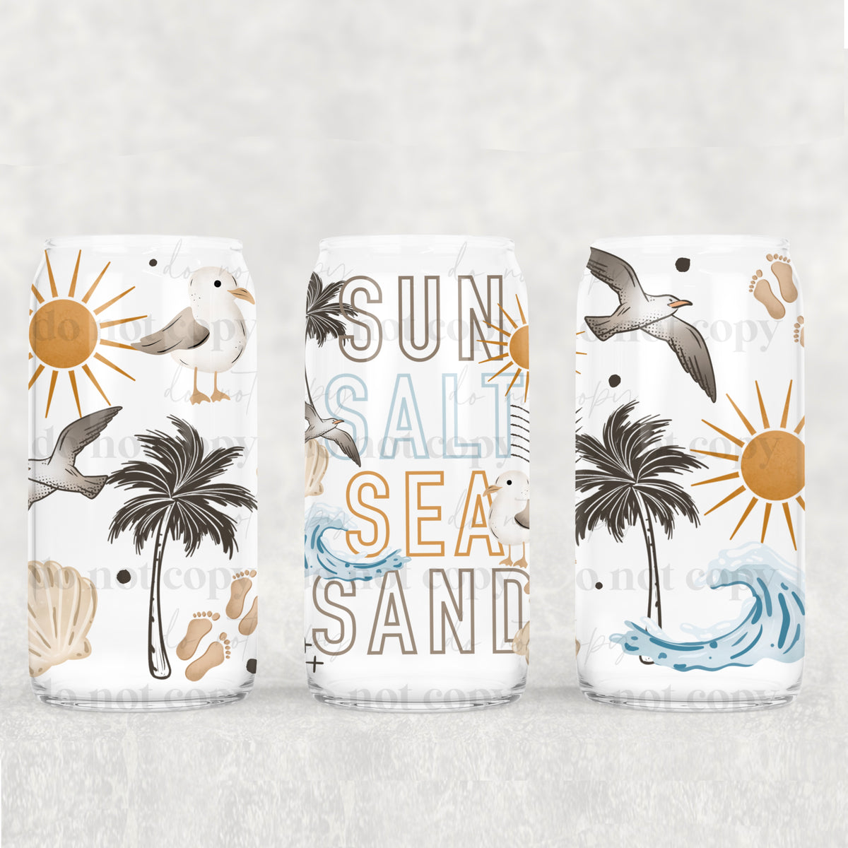 Sun salt sea sand with sea gull (CSC) UV DTF WRAP